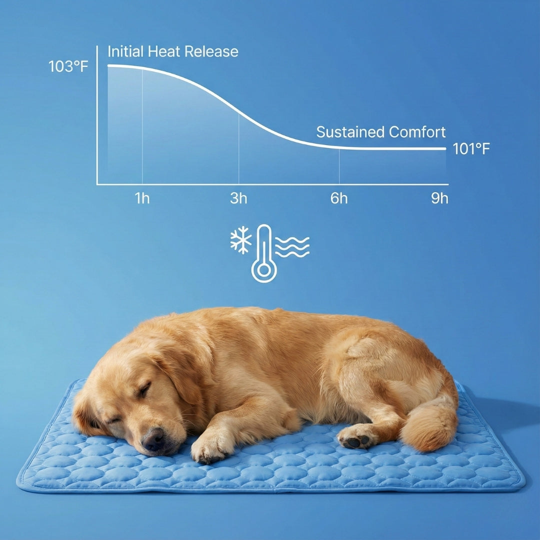 Pet resting comfortably on the Furpico cooling mat